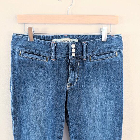 Vintage Gap Ultra Low-Rise Cropped Stretch 4R Denim Jean Cotton Button Capri - Picture 3 of 11
